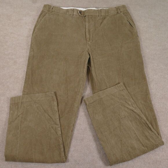 Vintage Polo Ralph Lauren Corduroy Pants Mens 38x32 Brown Flat Front - Picture 1 of 13